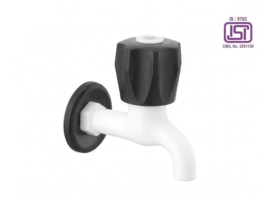 Hi-Flo Prime Full Turn Bib Cock Deluxe with Flange PTMT Tap | Sparsh Pearl