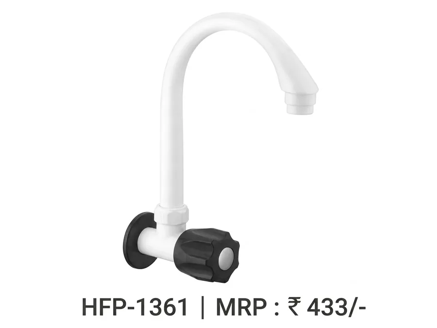 Hi-Flo Prime Full Turn Sink Cock (W/M) with Flange PTMT Tap | Sparsh Pearl