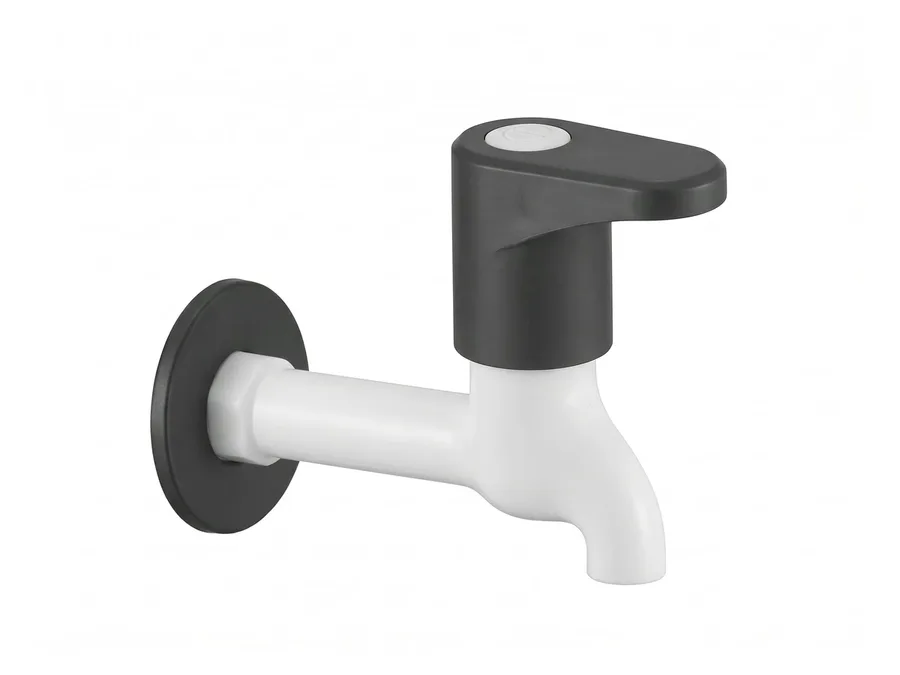 Regal Long Body Bib Cock with Flange PTMT Tap | Sparsh Pearl
