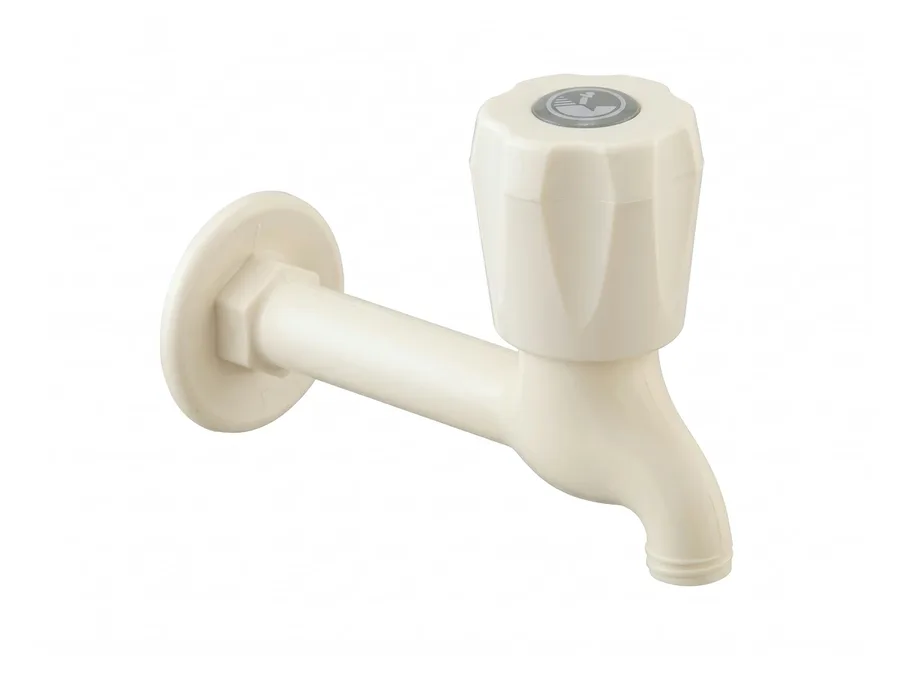 Fancy Long Body Bib Cock with Flange PTMT Tap | Sparsh Pearl