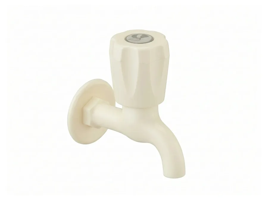 Fancy Bib Cock Deluxe with Flange PTMT Tap | Sparsh Pearl