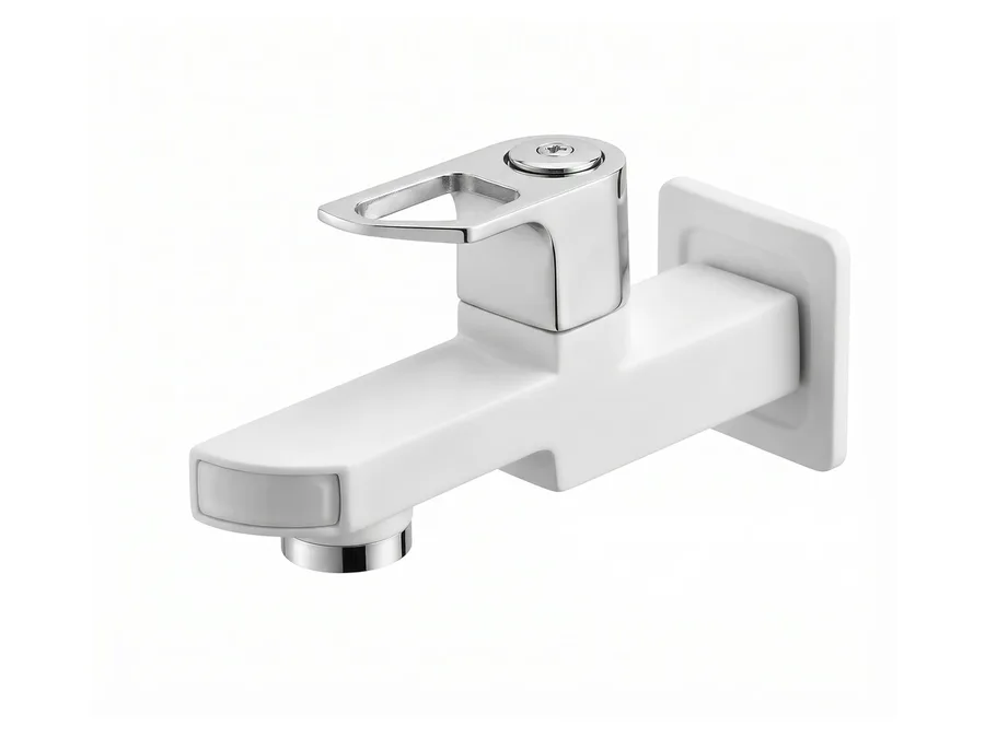 ARC Elite Long Body Bib Cock with Flange PTMT Tap | Sparsh Pearl