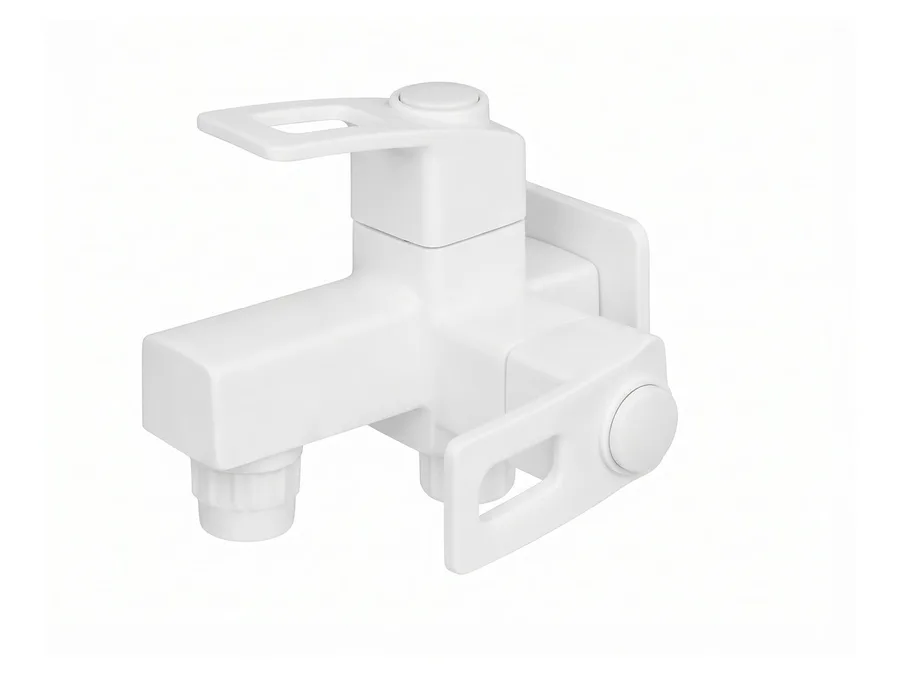 Arcus 2 in 1 Bib Cock with Flange PTMT Tap | Sparsh Pearl