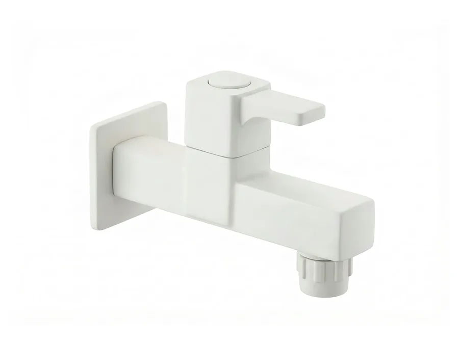 Ludo Long Body Bib Cock with Flange PTMT Tap | Sparsh Pearl