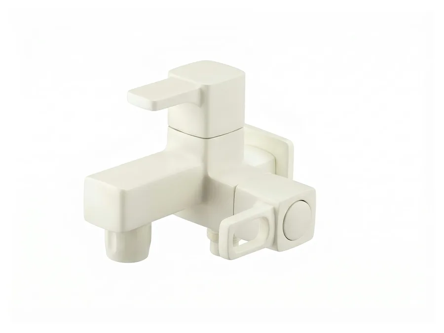 Ludo 2 in 1 Bib Cock with Flange PTMT Tap | Sparsh Pearl