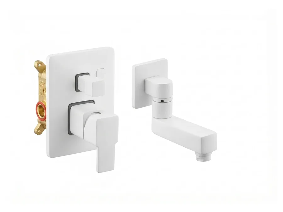 Ludo Single Lever Concealed Diverter Upper Part (Plate, Handle & Spout) | Sparsh Pearl