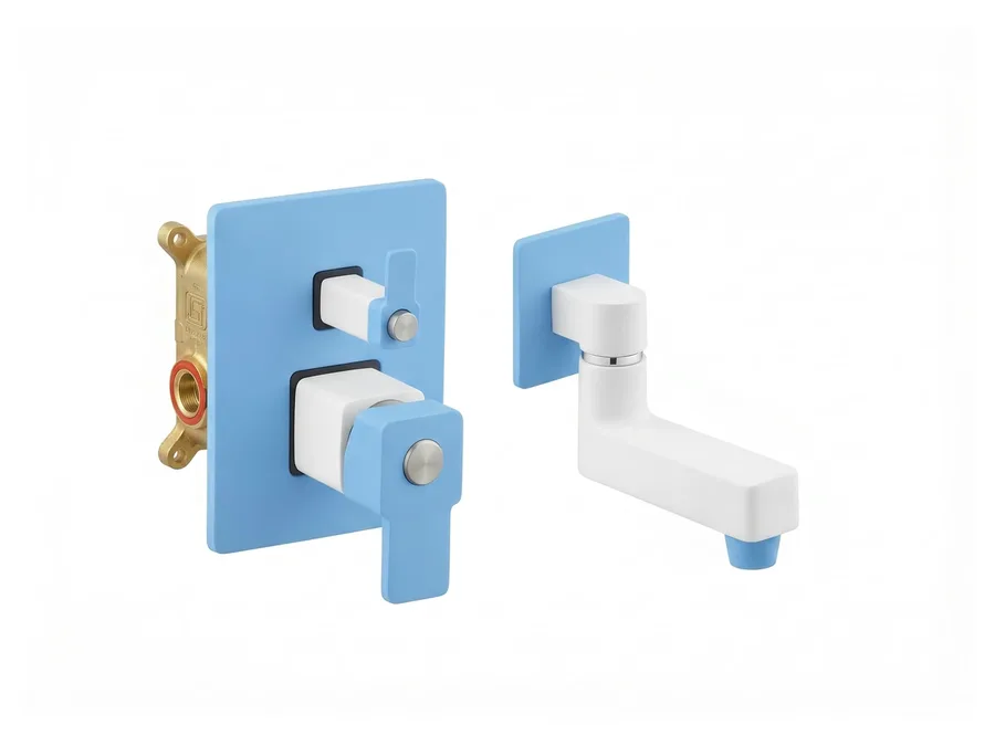 Ludo Pro Single Lever Concealed Diverter Upper Part (Plate, Handle & Spout) | Sparsh Pearl