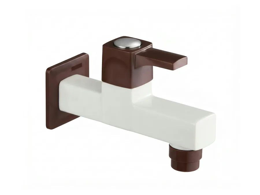 Ludo Pine Long Body Bib Cock with Flange PTMT Tap | Sparsh Pearl