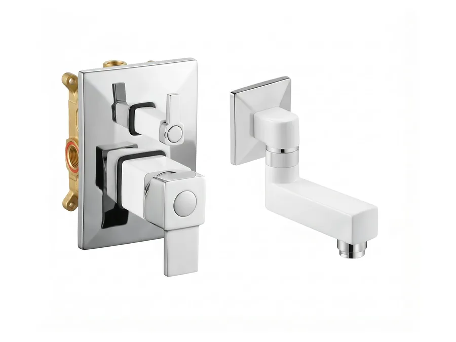 Ludo Elite Single Lever Concealed Diverter Upper Part (Plate, Handle & Spout) | Sparsh Pearl