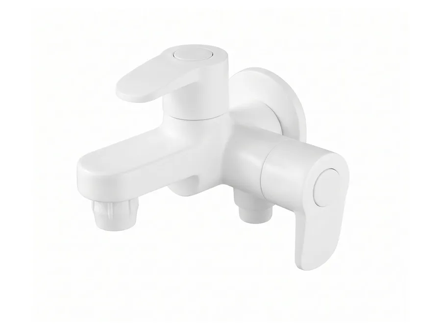 Opal 2 in 1 Bib Cock with Flange PTMT Tap | Sparsh Pearl