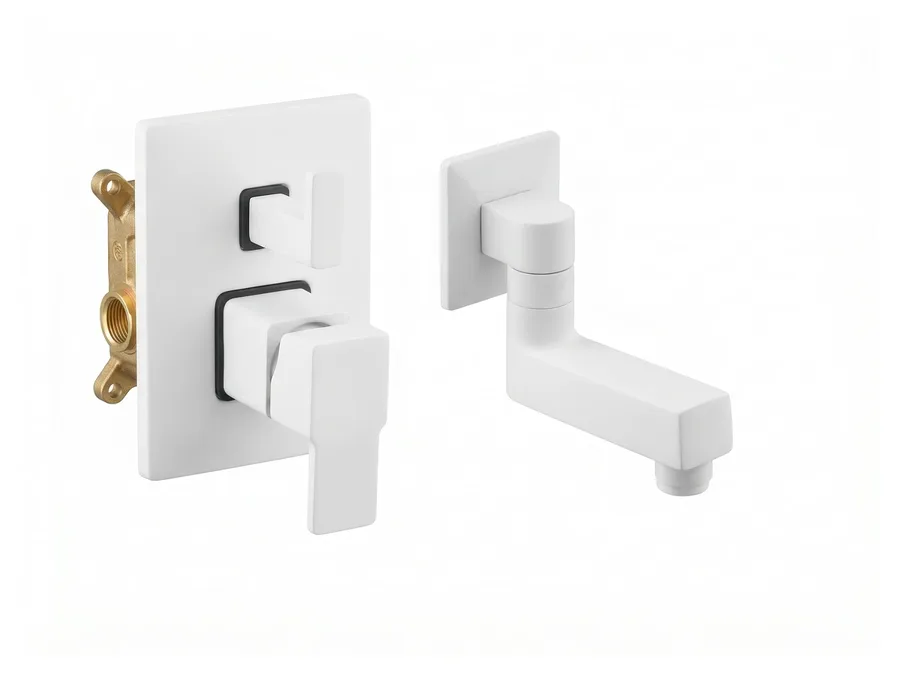 Edge Single Lever Concealed Diverter Upper Part (Plate, Handle & Spout) | Sparsh Pearl