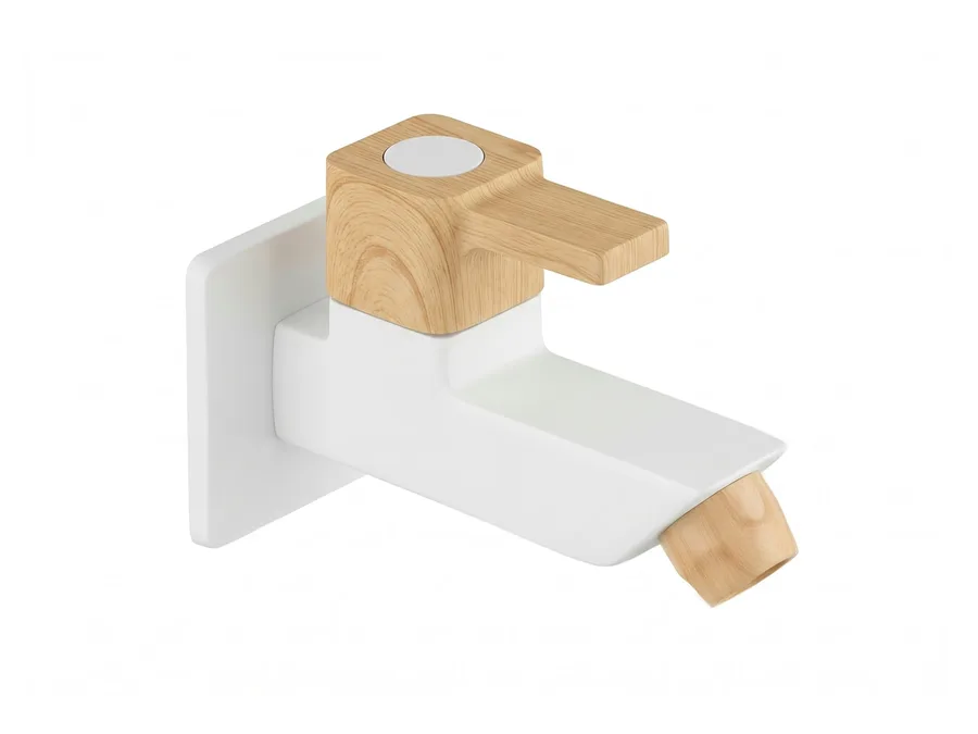 Edge Pine Bib Cock with Flange (45 Degree) PTMT Tap | Sparsh Pearl