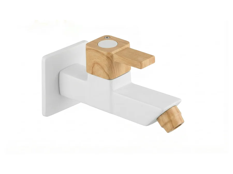 Edge Pine Long Body Bib Cock with Flange (45 Degree) PTMT Tap | Sparsh Pearl