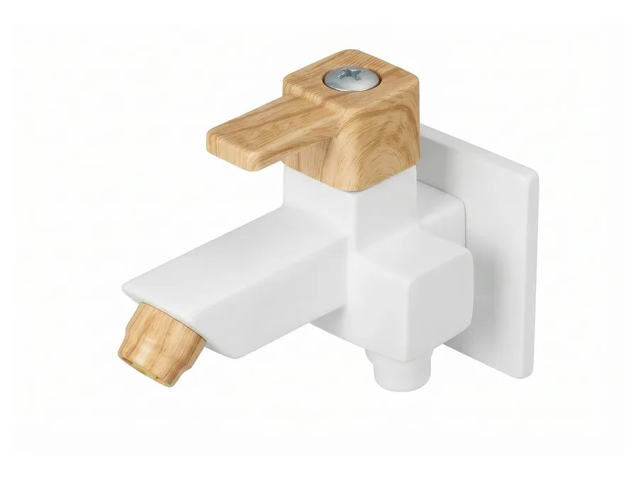 Edge Pine 2 in 1 Bib Cock with Flange (45 Degree) PTMT Tap | Sparsh Pearl