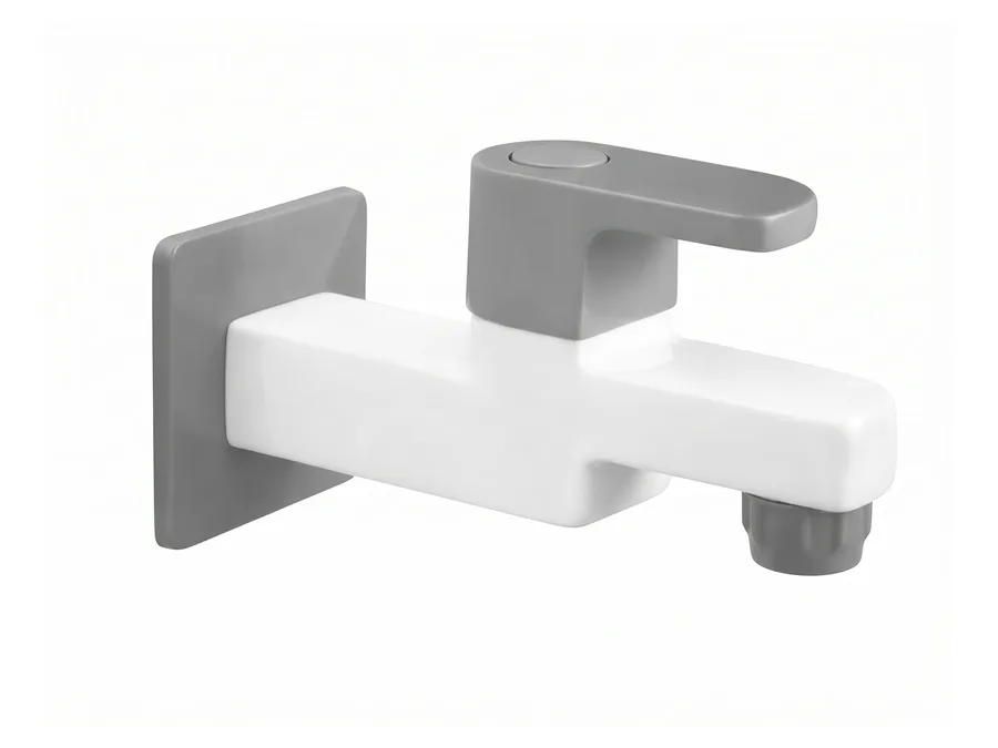 Curve Prime Long Body Bib Cock with Flange PTMT Tap | Sparsh Pearl