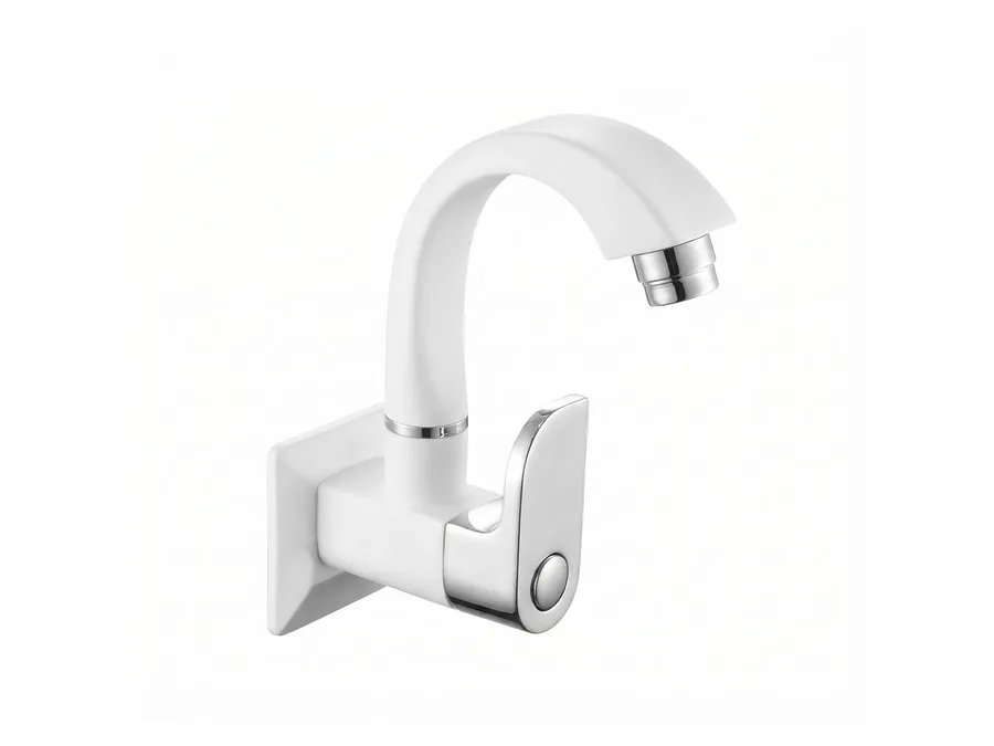 Curve Elite Sink Cock with Flange PTMT Tap | Sparsh Pearl