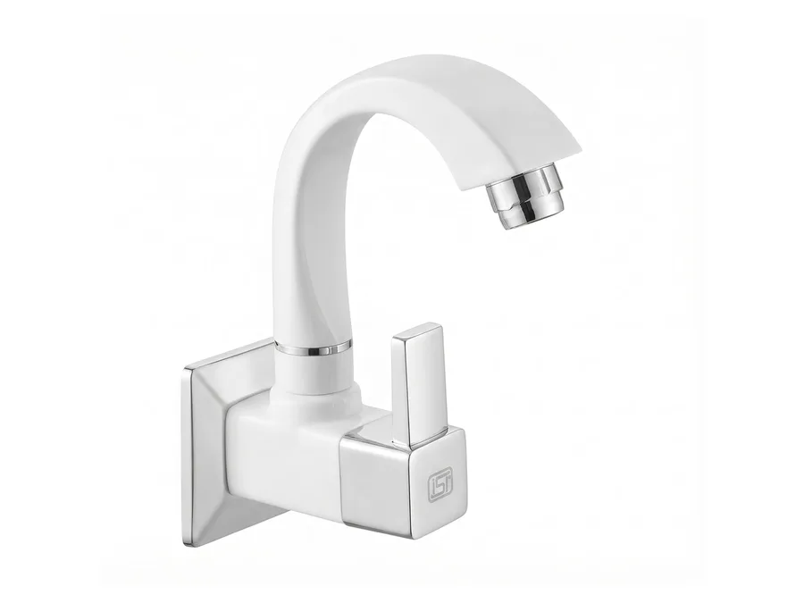 Edge Elite Sink Cock with Flange PTMT Tap | Sparsh Pearl