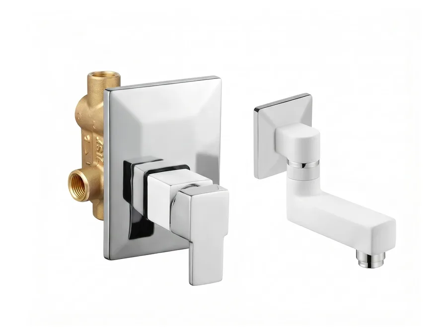 Edge Elite Single Lever Concealed Diverter Upper Part (Plate, Handle & Spout) | Sparsh Pearl