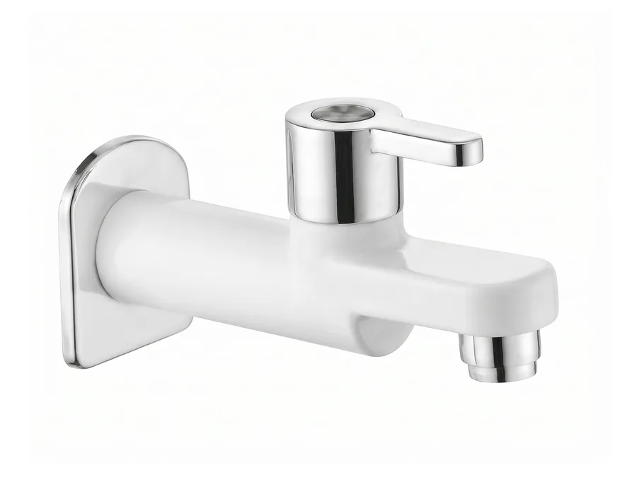 Superb Elite Long Body Bib Cock with Flange PTMT Tap | Sparsh Pearl