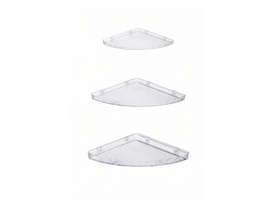 Aqua Wave Transparent Corner Shelf (Set of 3 Pcs) 185x185, 235x235, 290x290 mm | Sparsh Pearl
