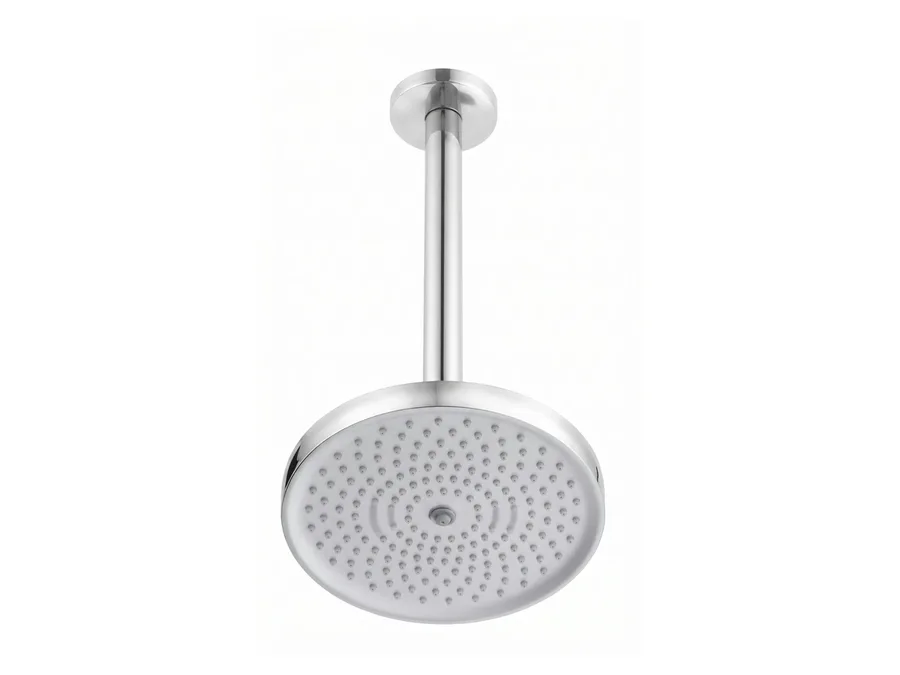 Ravo Overhead Round Shower (ABS with Chrome) 250 mm (10 inch) with Round Ceiling Mounted Arm (SS-202) 300 mm (12 inch) | Sparsh Pearl