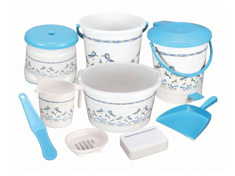 Aqualina Bucket Set - 9 Pcs | Sparsh Pearl